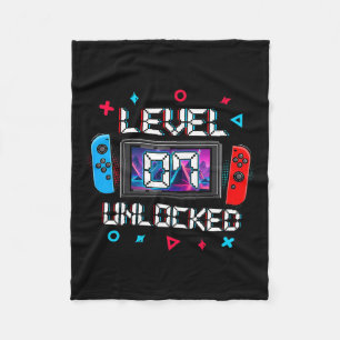Level 7 Unlocked Gamer 7th Birthday Gift Video Gam Fleece Blanket