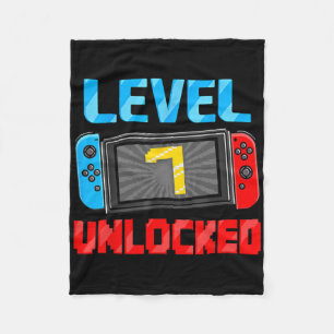 Level 7 Unlocked Gamer 7th Birthday Gift Video Gam Fleece Blanket