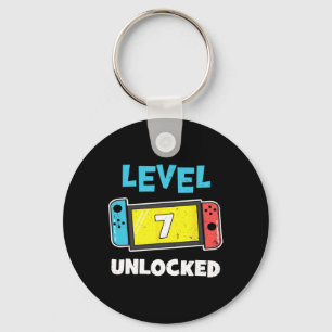 Level 7 Unlocked Gamer 7th Birthday Gift Video Gam Key Ring