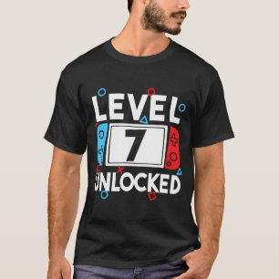 Level 7 Unlocked Gamer 7Th Birthday Video Game Boy T-Shirt