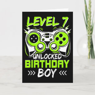 Level 7 Unlocked Kids 7th Birthday Vintage Video G Card