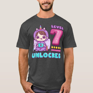Level 7 Unlocked, Unicorn Gamer Girl Birthday 7 T-Shirt