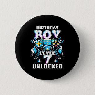 Level 7 Unlocked Video Game 7th Birthday Gamer Boy 6 Cm Round Badge