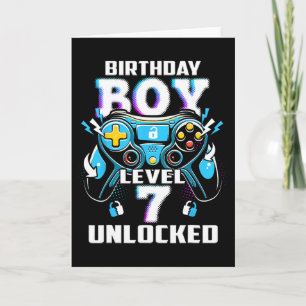 Level 7 Unlocked Video Game 7th Birthday Gamer Boy Card