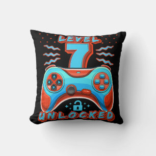 Level 7 Unlocked Video Game 7th Birthday Gamer Boy Cushion
