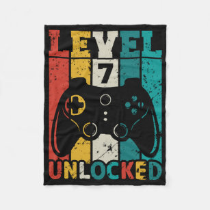 Level 7 Unlocked Video Game 7th Birthday Gamer Boy Fleece Blanket