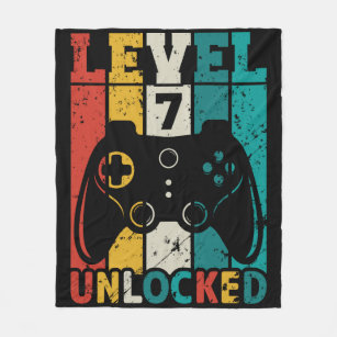 Level 7 Unlocked Video Game 7th Birthday Gamer Boy Fleece Blanket