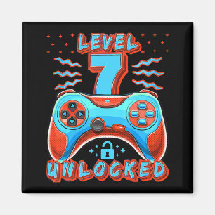 Level 7 Unlocked Video Game 7th Birthday Gamer Boy Magnet