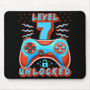 Level 7 Unlocked Video Game 7th Birthday Gamer Boy Mouse Pad