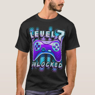 Level 7 Unlocked Video Game 7th Birthday Gamer Boy T-Shirt