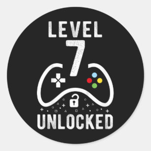 Level 7 Unlocked Video Game 7th Birthday Gift Classic Round Sticker