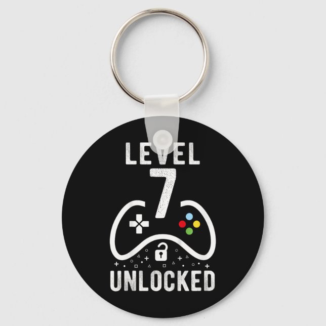 Level 7 Unlocked Video Game 7th Birthday Gift  Key Ring (Front)