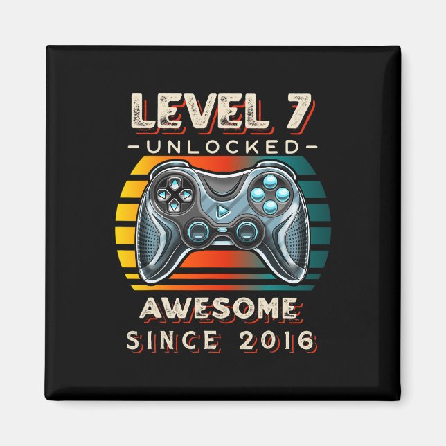 Level 7 Unlocked Video Game Seven 7th Birthday 7 Y Magnet (Front)