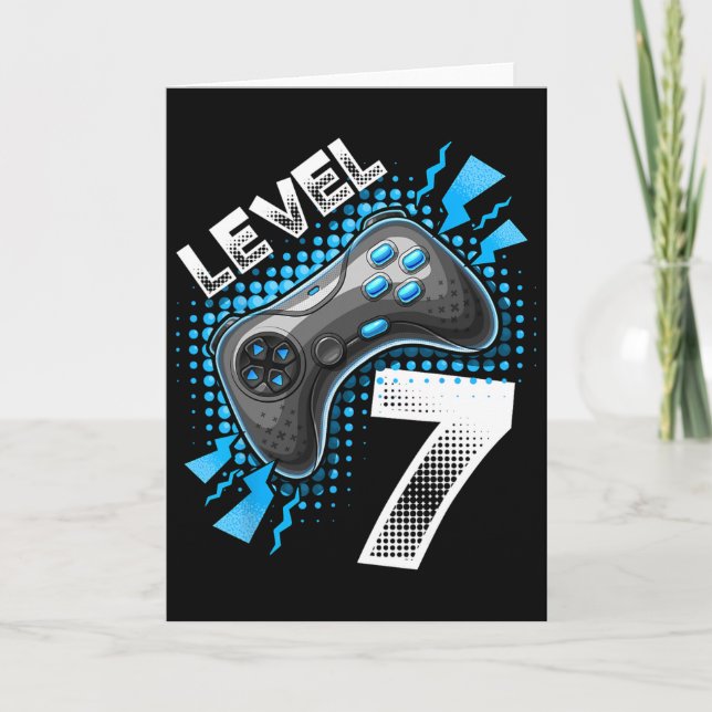 Level 7 Video Game Controller 7th Birthday Gamer G Card (Front)