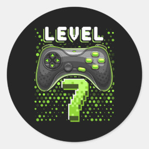 Level 7 Video Game Controller 7th Birthday Gamer G Classic Round Sticker