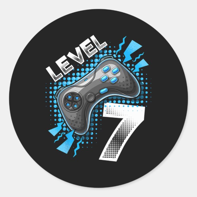 Level 7 Video Game Controller 7th Birthday Gamer G Classic Round Sticker (Front)
