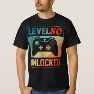 Level 80 Unlocked ,Video Gamer 80th , Happy Birthd T-Shirt