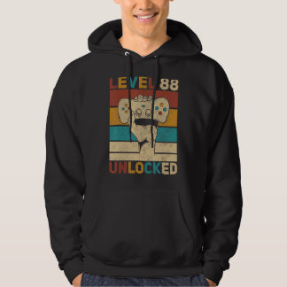 Level 88 Unlocked 88th Birthday 88 Years Old Gamer Hoodie
