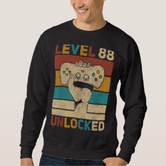 Level 88 Unlocked 88th Birthday 88 Years Old Gamer Sweatshirt
