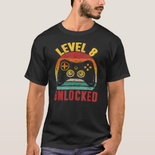 Level 8 Birthday Boy 8 Year Old Video Games Gaming T-Shirt