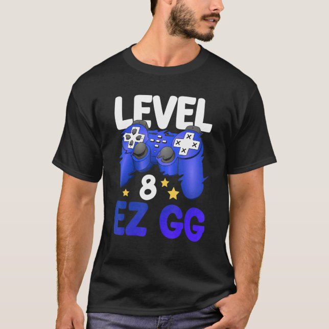 Level 8 EZ GG 8th Gamer Boy Teenager Controller Bi T-Shirt (Front)