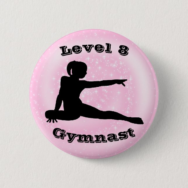 Level 8 Gymnast - Girls Gymnastics Button (Front)