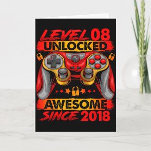 Level 8 Unlocked 8 Year Old Boys 8th Birthday Boy  Card