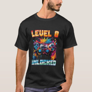 Level 8 Unlocked 8th Birthday Boys Kids Video Game T-Shirt