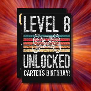 Level 8 Unlocked 8th Birthday Personalised Invitation