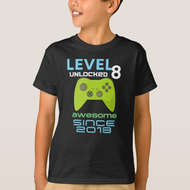Level 8 Unlocked Awesome 2013 Video Gamer T-Shirt (Front)