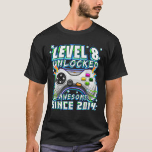 Level 8 Unlocked Awesome 2014 Video Game 8th Birth T-Shirt