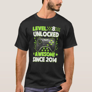 Level 8 Unlocked Awesome 2014 Video Game 8th Birth T-Shirt