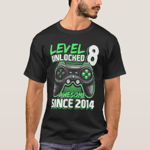Level 8 Unlocked Awesome 2014 Video Game 8th Birth T-Shirt