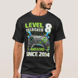 Level 8 Unlocked Awesome 2014 Video Game 8th Birth T-Shirt