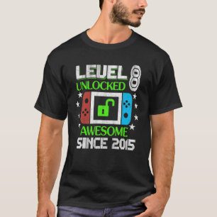 Level 8 Unlocked Awesome 2015 Video Game 8th Birth T-Shirt