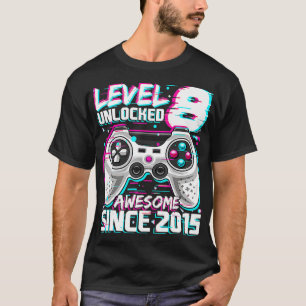 Level 8 Unlocked Awesome 2015 Video Game 8th Birth T-Shirt