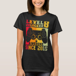 Level 8 Unlocked Awesome 2015 Video Game 8th Birth T-Shirt