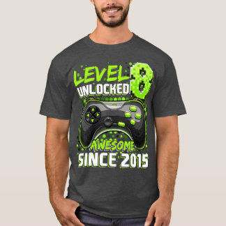 Level 8 Unlocked Awesome 2015 Video Game 8th Birth T-Shirt