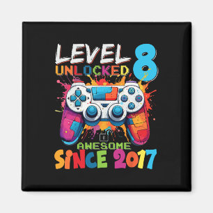 Level 8 Unlocked Awesome 2017 Video Games Birthday Magnet