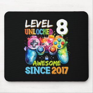 Level 8 Unlocked Awesome 2017 Video Games Birthday Mouse Pad