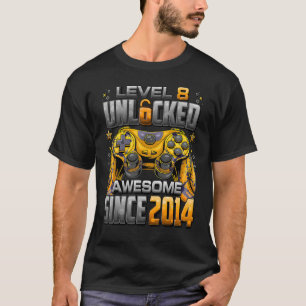 Level 8 Unlocked Awesome Since 2014 8th Birthday G T-Shirt