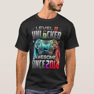 Level 8 Unlocked Awesome Since 2014 8th Birthday G T-Shirt