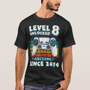 Level 8 Unlocked Awesome Since 2014 8th Birthday G T-Shirt