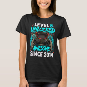Level 8 Unlocked Awesome Since 2014 8th Birthday G T-Shirt