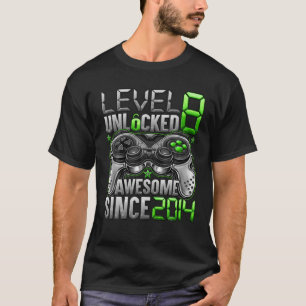 Level 8 Unlocked Awesome Since 2014 8Th Birthday G T-Shirt