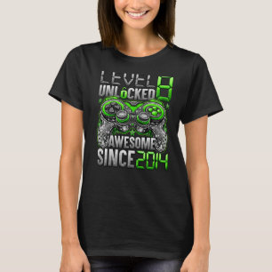 Level 8 Unlocked Awesome Since 2014 8th Birthday T-Shirt