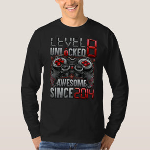 Level 8 Unlocked Awesome Since 2014 8th Birthday   T-Shirt