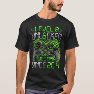 Level 8 Unlocked Awesome Since 2014 8th Birthday T-Shirt