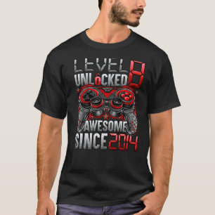 Level 8 Unlocked Awesome Since 2014 8th Birthday T-Shirt