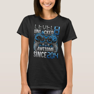 Level 8 Unlocked Awesome Since 2014 8th Birthday T-Shirt